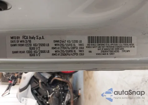 2016 Ram Promaster City Tradesman from USA, damaged, VIN ZFBERFAT7G6C49285